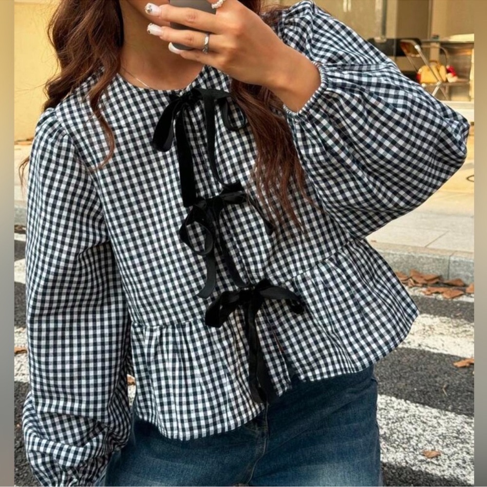 Couture Gypsy Black and White Gingham Blouse